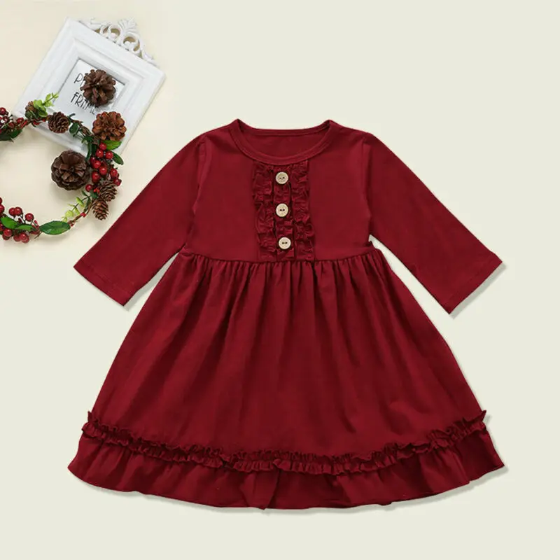 Детское платье для новорожденных девочек детское с длинными рукавами и оборками