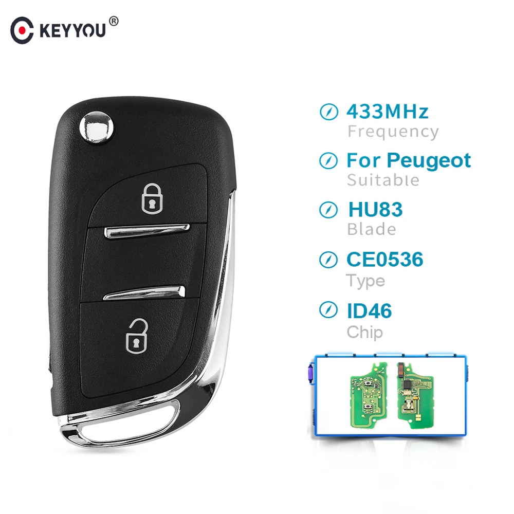 KEYYOU 433 МГц ASK/FSK 2 кнопки модифицированный откидной складной Автомобильный