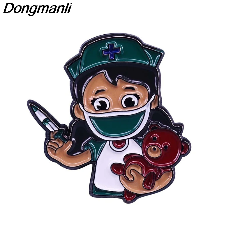 P4806 Dongmanli Doctors медсестры эмалированные булавки броши женские модные нагрудные