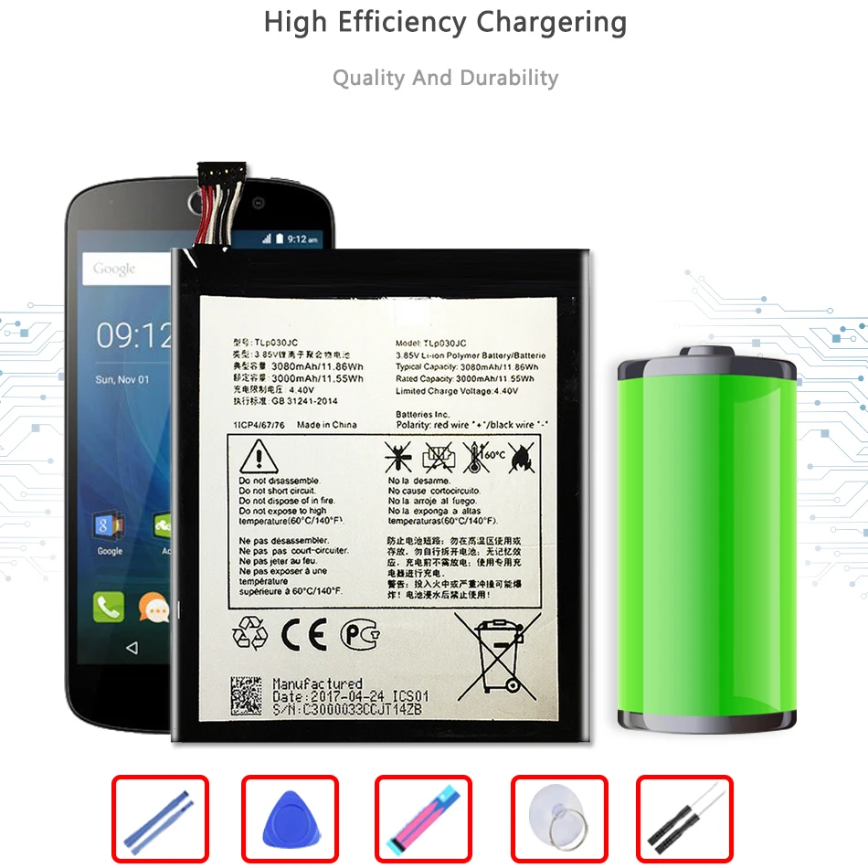 

Аккумулятор для Alcatel One Touch A3 XL 3080 9008X 9008D, 9008 мАч