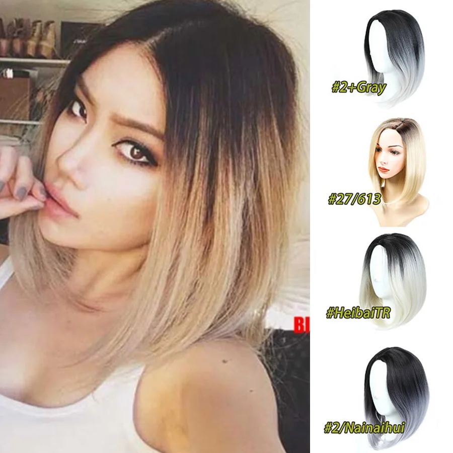 Женские короткие прямые волосы MUMUPI черные коричневые серые синие розовые цвета