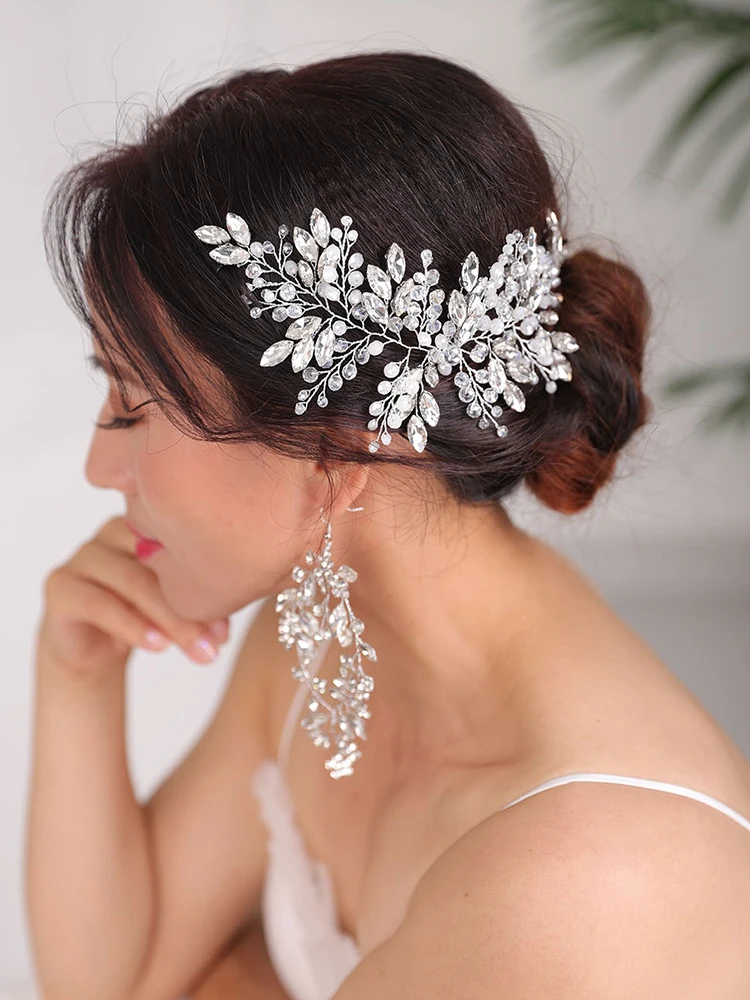 Свадебные украшения для причесок Серебряный головной убор стразы ювелирные