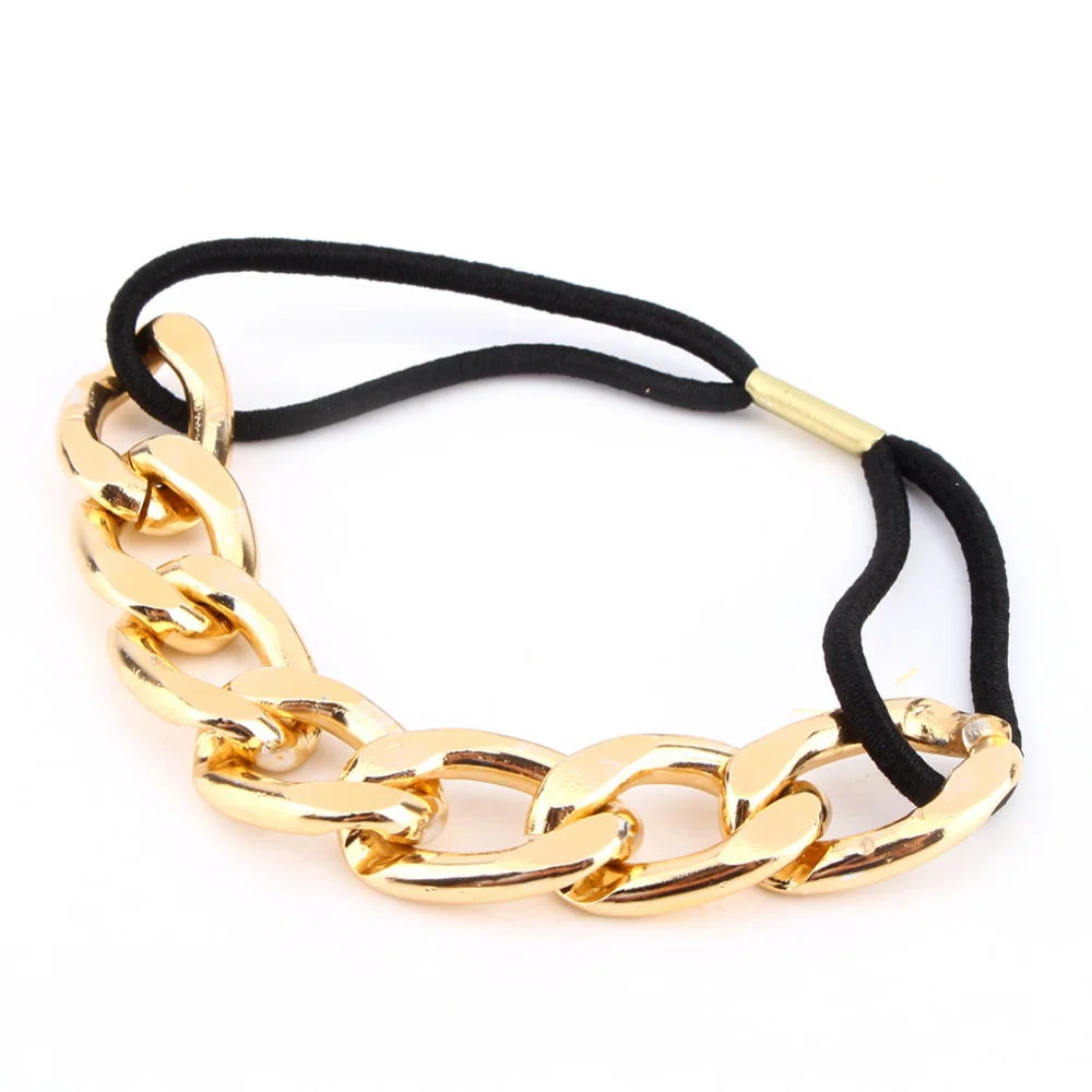 Женская эластичная лента для волос 1 шт. золотистого/серебристого цвета с