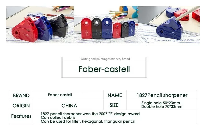 JIANWU FABER-CASTELL, двухканальная точилка для карандашей с одним отверстием и двойным отверстием, многофункциональные офисные канцелярские принадлежности
