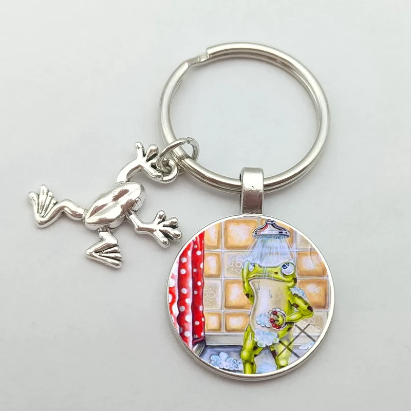 Милая мультяшная лягушка на унитаз стеклянная брошь из кабошона интересная