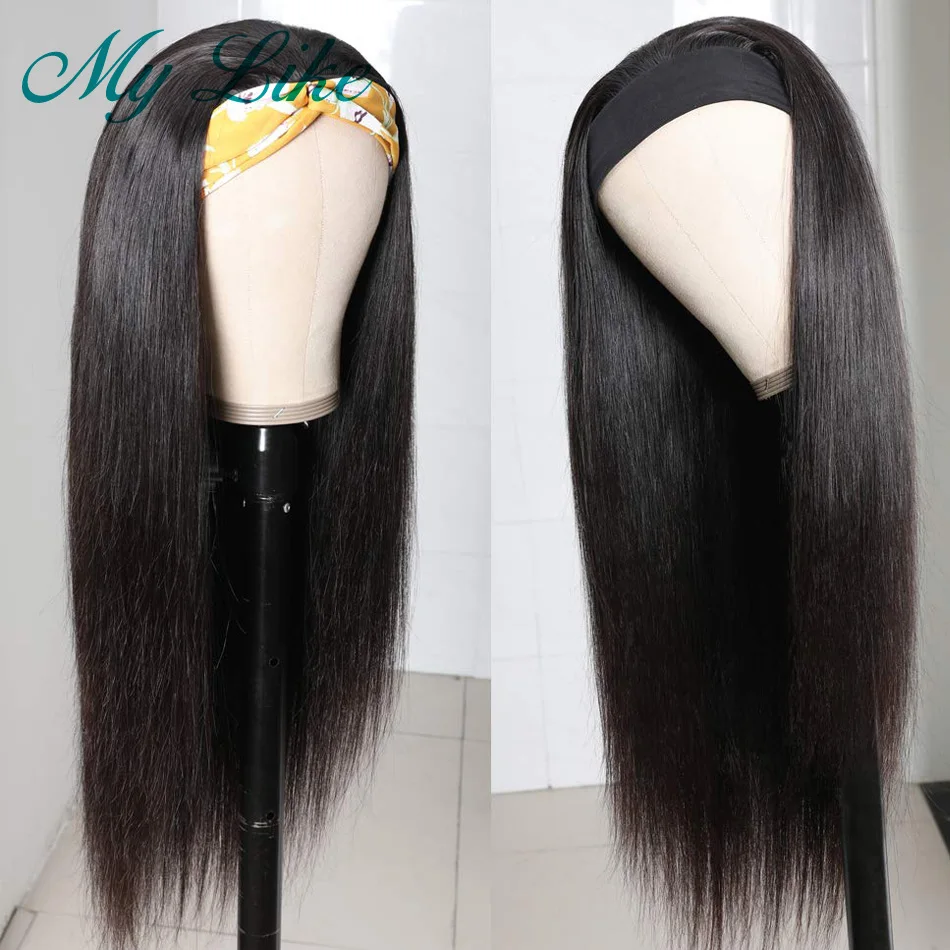 У меня как прямой парик с головной повязкой для черный Для женщин полная машина