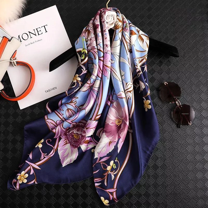 

Yulaili New Design Woman Elegant Silk Scarf For Women Soft Satin Scarves Foulard Shawls and Wraps For Lady Wholesale