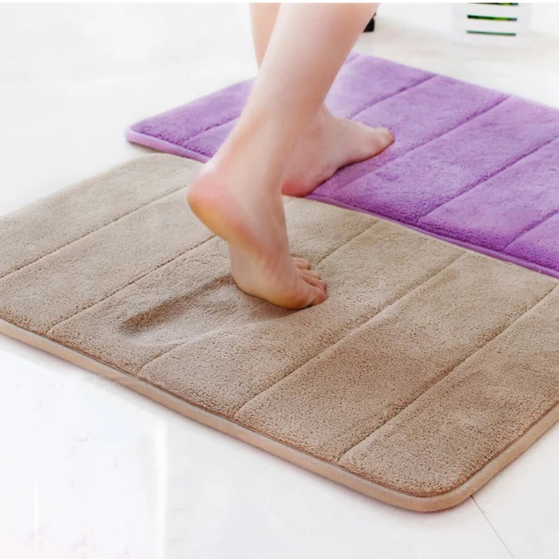 

Home Bath Mat Coral Fleece Bathroom Carpet Water Absorption Non-slip Memory Foam Absorbent Washable Rug Toilet Floor Mat