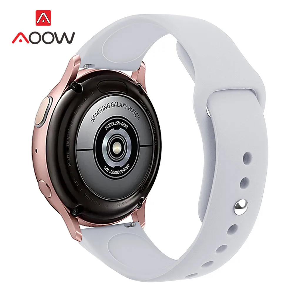 Light grey 20 мм 22 мм силиконовый ремешок для samsung Galaxy Watch Active 2 40 мм 44 мм 42 мм gear S2 S3 Active2 Amazfit huawei браслет Band Correa - Цвет ремешка: Light grey
