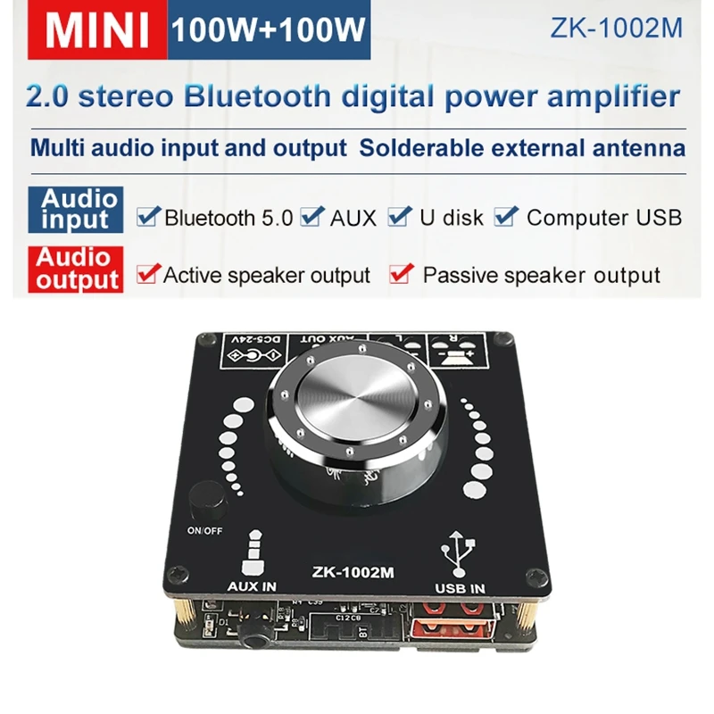 ZK1002M Bluetooth 5 0 AUX USB аудио вход усилитель модуль усилителя 100Wx2 | Безопасность и