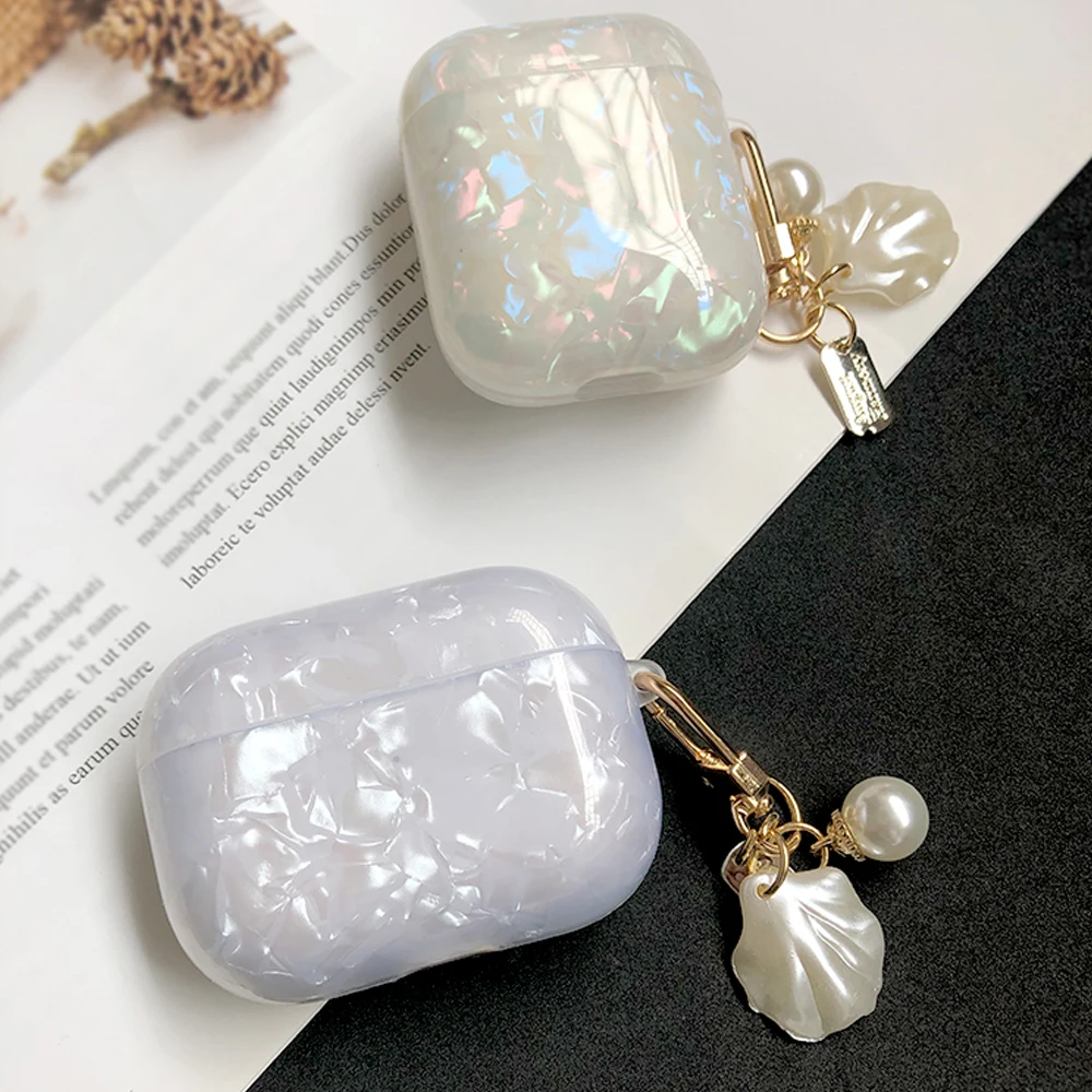 Чехол-накладка для Airpods 1 2 AirPods Pro Футляр жемчуга силиконовый с милыми цветами в