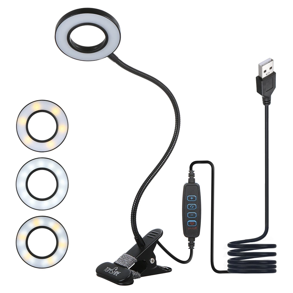 

Приглушаемый USB-светильник Tomshine, 3 цвета, 10 яркостей, 18 светодиодов, лампа для чтения с защитой глаз, настольная лампа, прикроватный светильни...