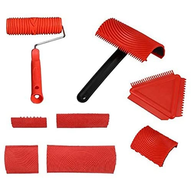 

Wood Graining Tool Set Rubber Wood Graining Pattern Wall Paint Painting Tool for Wall Painting Decoration DIY