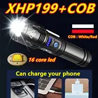 Новейший XHP199 сверхмощный светодиодный светильник онарик 18650 XHP160 XHP70.2 светодиодный фонарик USB Перезаряжаемый тактический фонарик COB Flash светильник