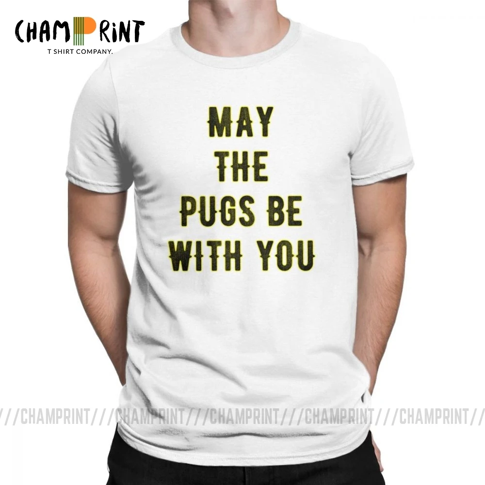 Креативная футболка для мужчин May The Pugs Be With You Мужская с надписью I Love смешные топы