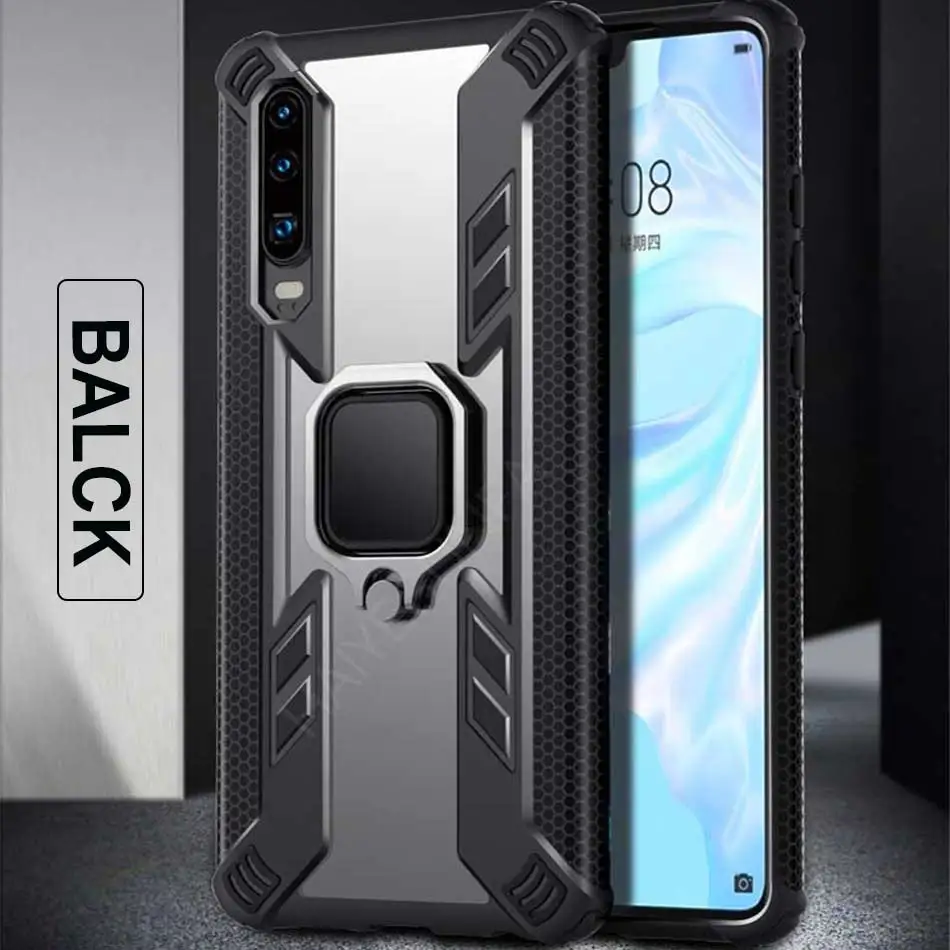 Роскошный защитный силиконовый чехол для телефона huawei P30 Pro mate 20X Honor 20 10 Lite 8X P Smart Y7 Y9 силиконовый чехол с кольцом - Цвет: Black
