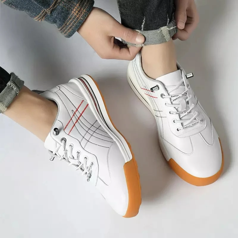 

2021 Genuine Leather Men Casual Shoes Forrest Gump Sports Shoes Male Sneakers White Fashion Walking Footwear chaussure homme
