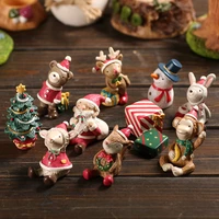 creative resin figurines miniature cute animal santa claus christmas aquarium fairy garden decorations gift for kids