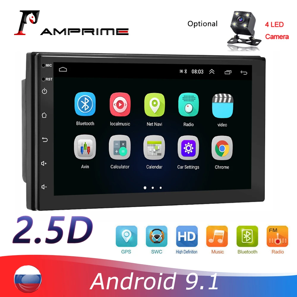 Автомобильный мультимедийный плеер AMPrime 2 din 7 дюймов Android стерео Wi Fi Mirrorlink Bluetooth TF FM