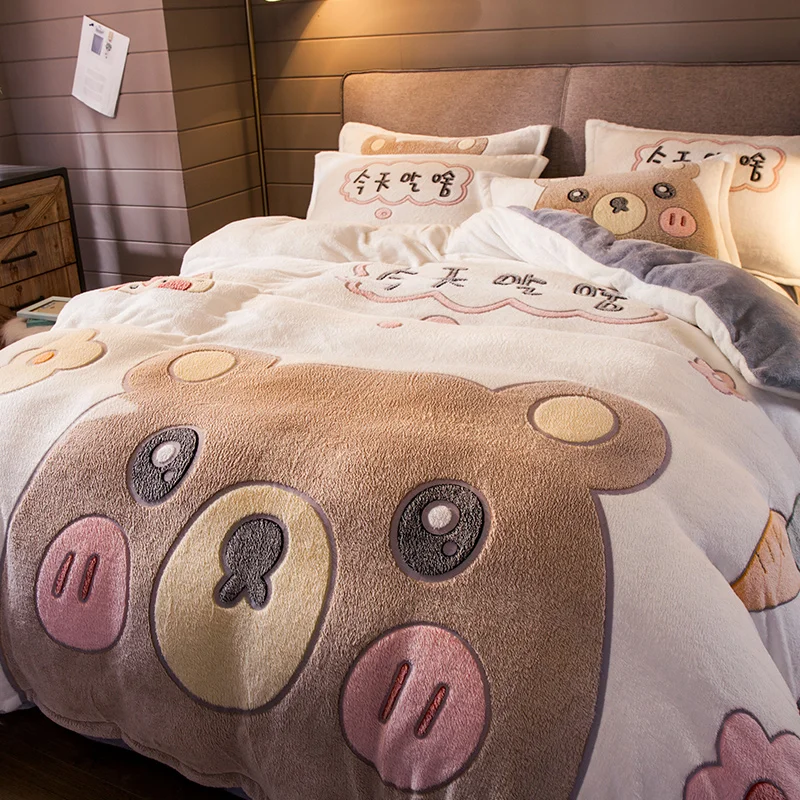 Мультяшный Единорог медведь свинка динозавр зимний бархатный фланелевый