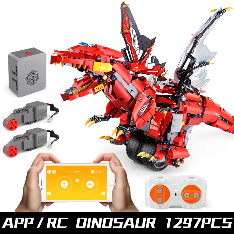 1297PCS Yeshin приложение Голосовое управление музыкальные игрушки, совместимые с 70612 Mecha Dragon ToysSet строительные блоки кирпичи Программирование детские игрушки - Цвет: 1297PCS