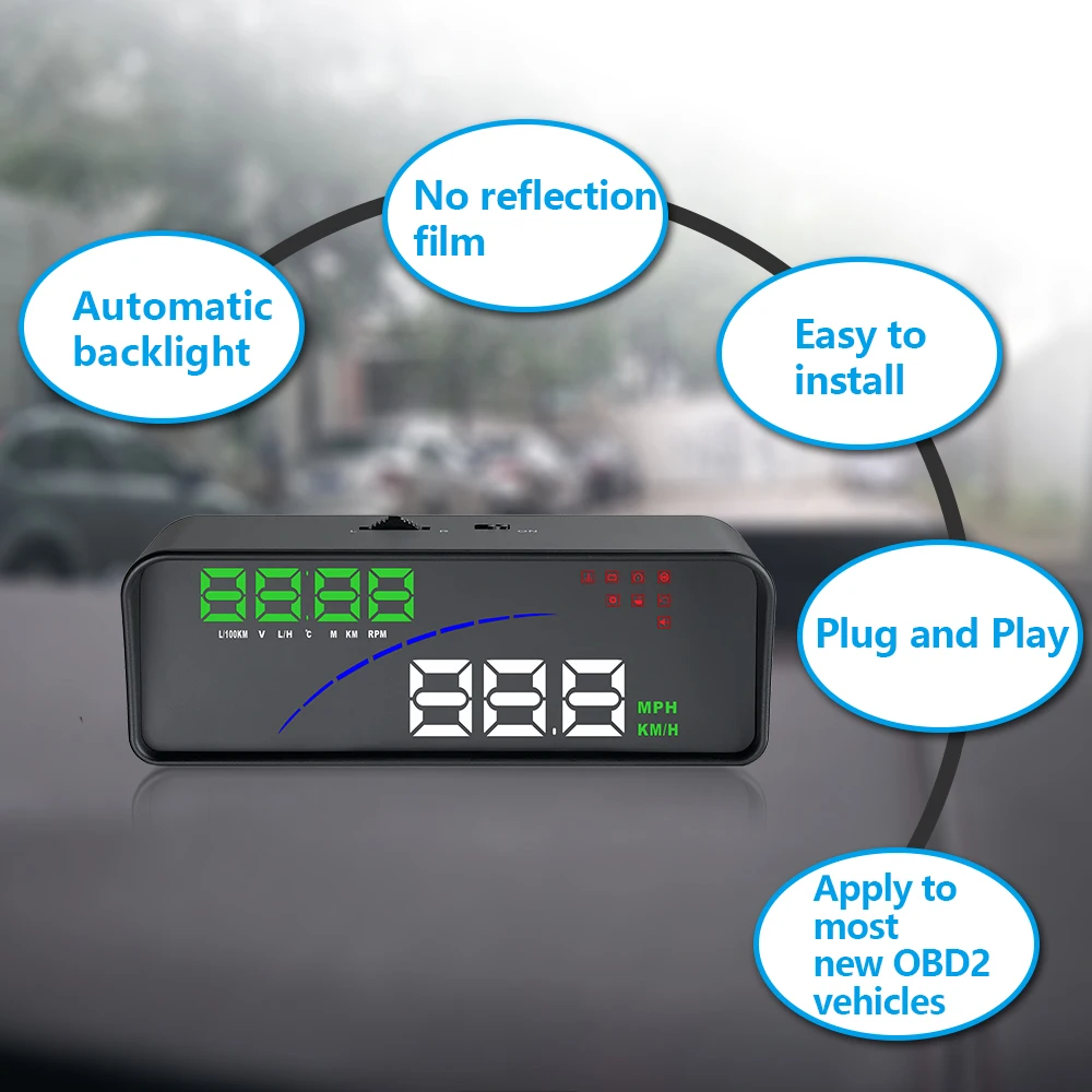 Проектор автомобильный P9 3 6 дюйма OBD2 HUD цифровой измеритель HD проектор