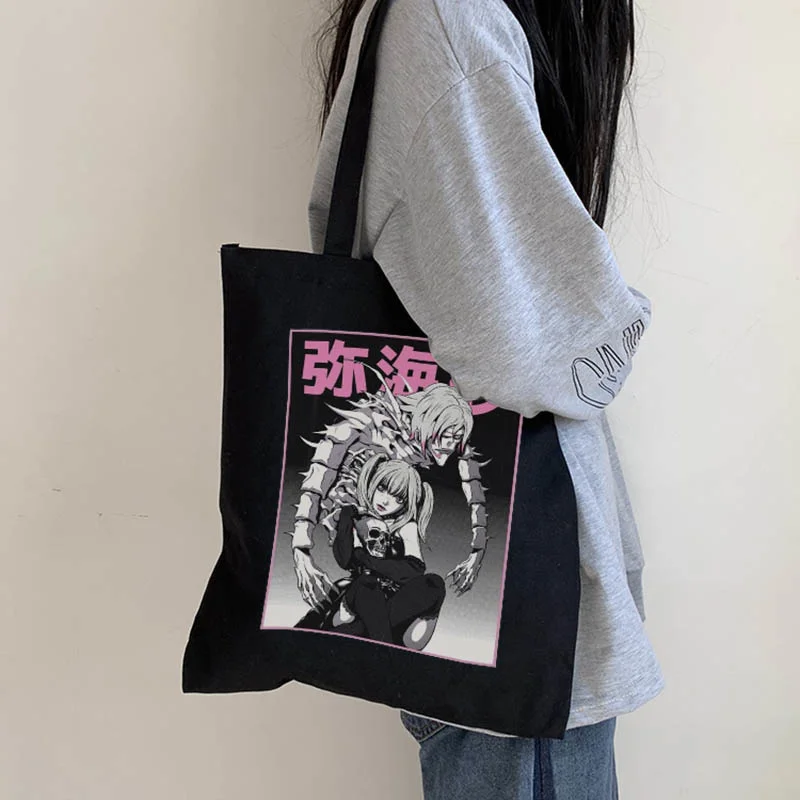 

Note Death Canvas Bag Japanese Anime Printed Shopping Bag Fun Casual Cartoon Gothic Female Bag Large Capacity women Shoulder Bag