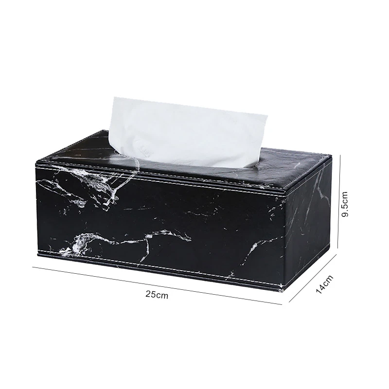 

Pattern Rectangular Leather Tissue Box Cover Holder Hotel Drawer Marble Light Luxury Business Office Dining Leather Tissue Box
