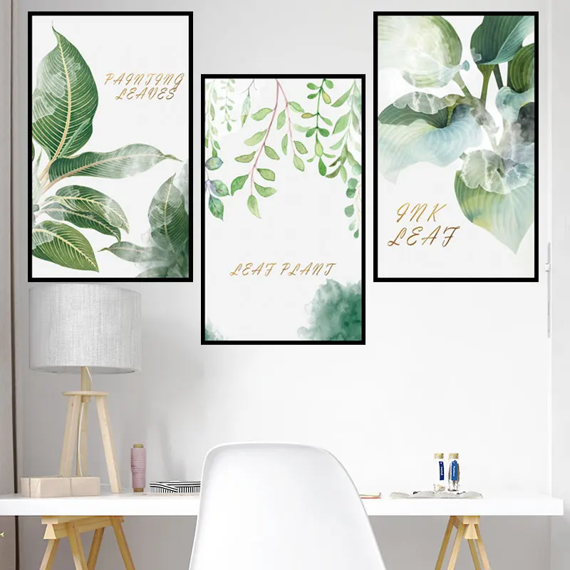 Green Plant Wall Sticker Nordic Style Flower Home Decor Poster Living Room Bedroom Decals Mural Wallpaper | Дом и сад