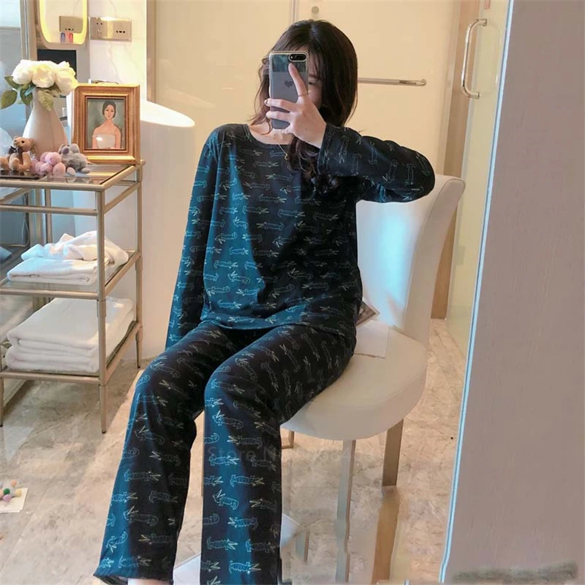 

2020 Christmas New Style Long-sleeve Pajamas Set Women Spring Autumn Homewear Lingerie Home Wear Trousers Two-piece Suit Girl