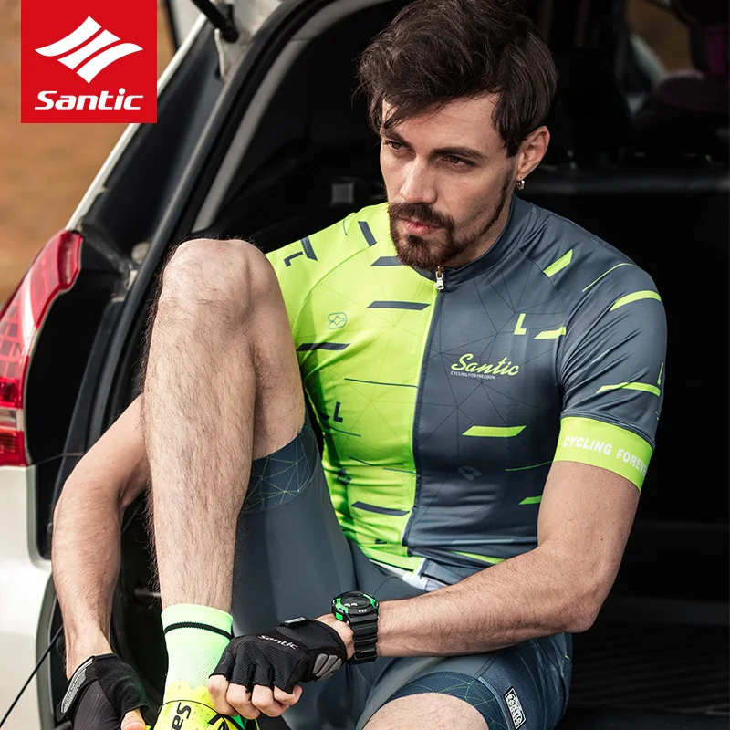 Santic 2018 Мужская велосипедная футболка с коротким рукавом профессиональная майка