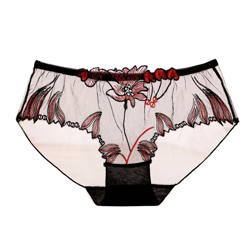 Привлекательные женские Соблазнительные вышитые узкие сетчатые трусики с