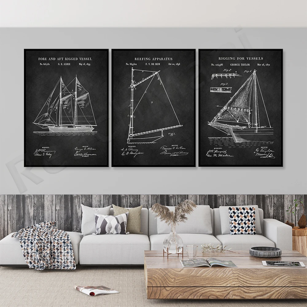 

Sailing art vintage patent prints, sailing rigging, captain gifts, sailing blueprint poster printing gifts