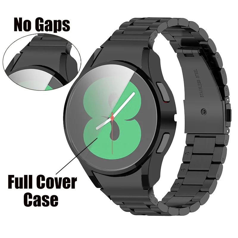 Stainless Steel Strap+case For Samsung Galaxy Watch 4 44mm 40mm Durable Metal Watchband  Protector Case Smart Watch Accessories