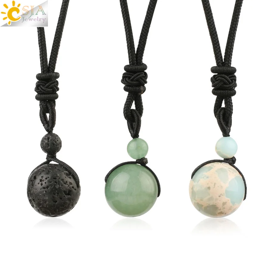 CSJA подвески из натурального камень драгоценный Круглый с бусинами ожерелья