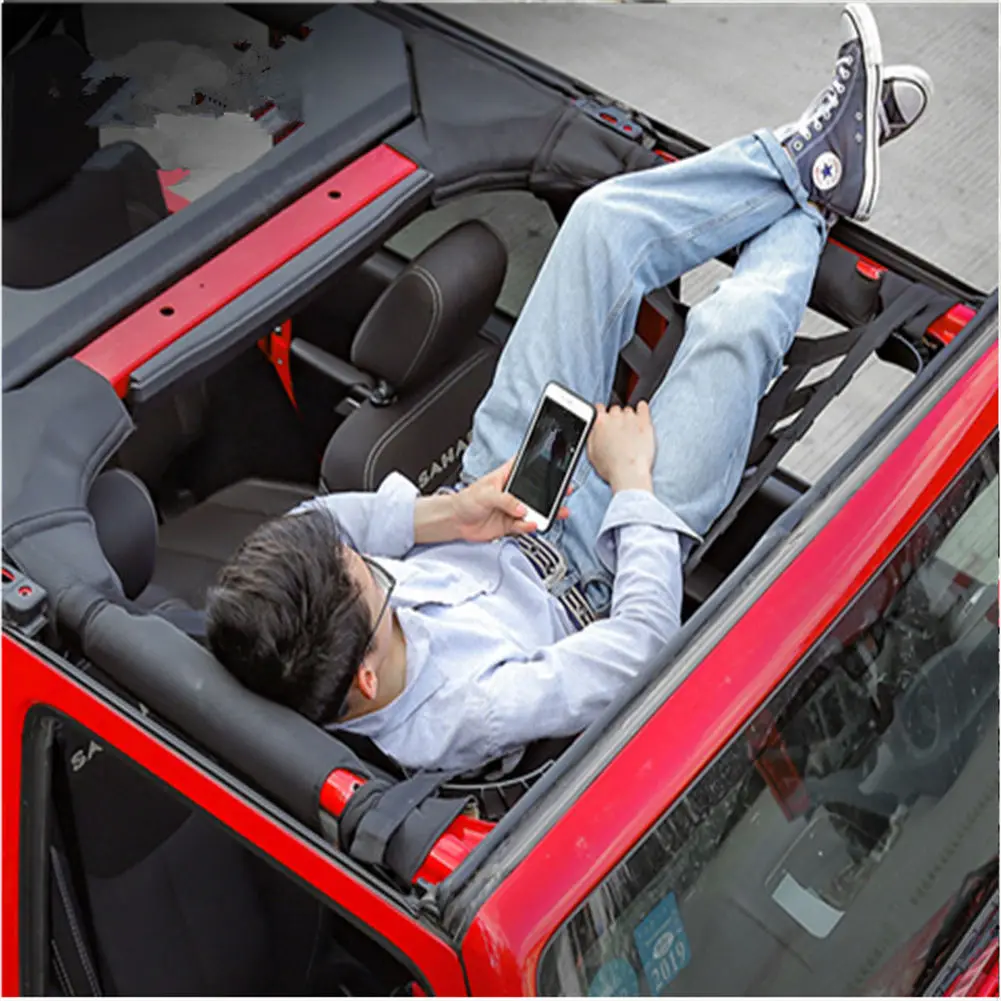 

Oxford Cloth Car Roof Hammock Soft Net Network Sunshade Storage Top Cover Car Cargo Rest Bed For Jeep Wrangler YJ TJ 147x48cm