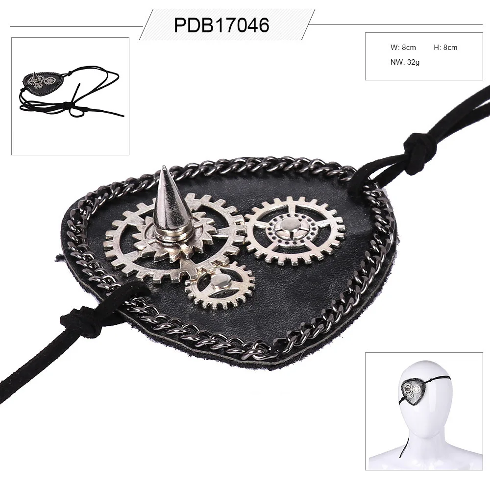 

Steampunk Pirate Eye Mask Gothic Punk Leather Studded Gearwheel Eye Patch Retro Cosplay Halloween Costume Accessories