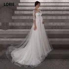 Женское свадебное платье с высокой талией LORIE, элегантное фатиновое платье невесты с полурукавами и круглым вырезом для беременных