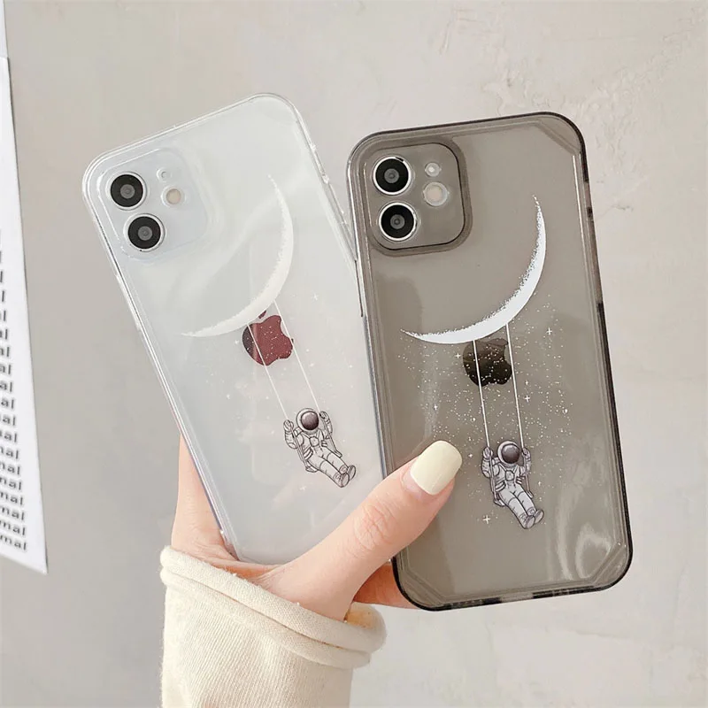 

Cartoon Astronaut Phone Case For iPhone 11 12 Pro Max X 7 8 Plus XR XS Max Soft Back Cover Funda