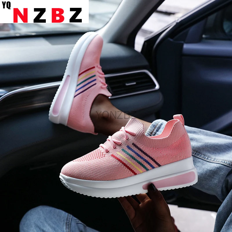 

Fashion Women Vulcanize Sneakers Lace-Up Wedge Casual Ladies Printed Sneakers Platform Ladies Outdoor Sports Shoes Comfy Shoes