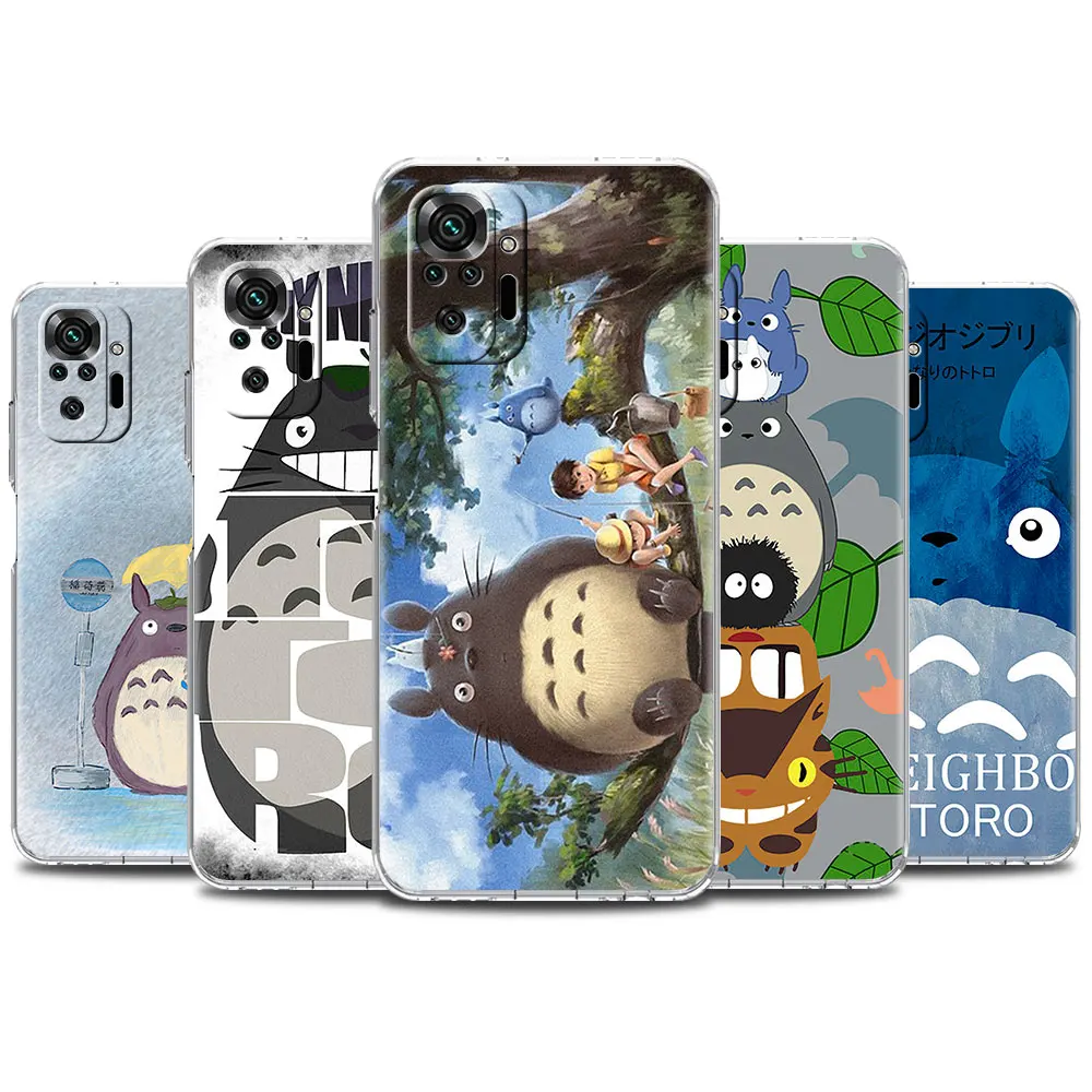 

Phone Case For Xiaomi Redmi Note 10 Pro Max 9S 9T 9A 9C 8 8T 7 7A Clear Back Cover For Redmi 9s K40 Coque Anime Totoro Shell Bag