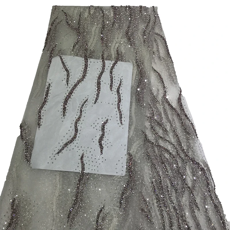 

Popular Design Shiny Fashion African Sequins Net Stone Lace Fabric for Sewing Women Glitter Crystal Party Dress White Mesh Tulle