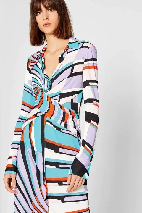 Новый Блестящий женский воротник-рубашка удлиненное эластичное трикотажное