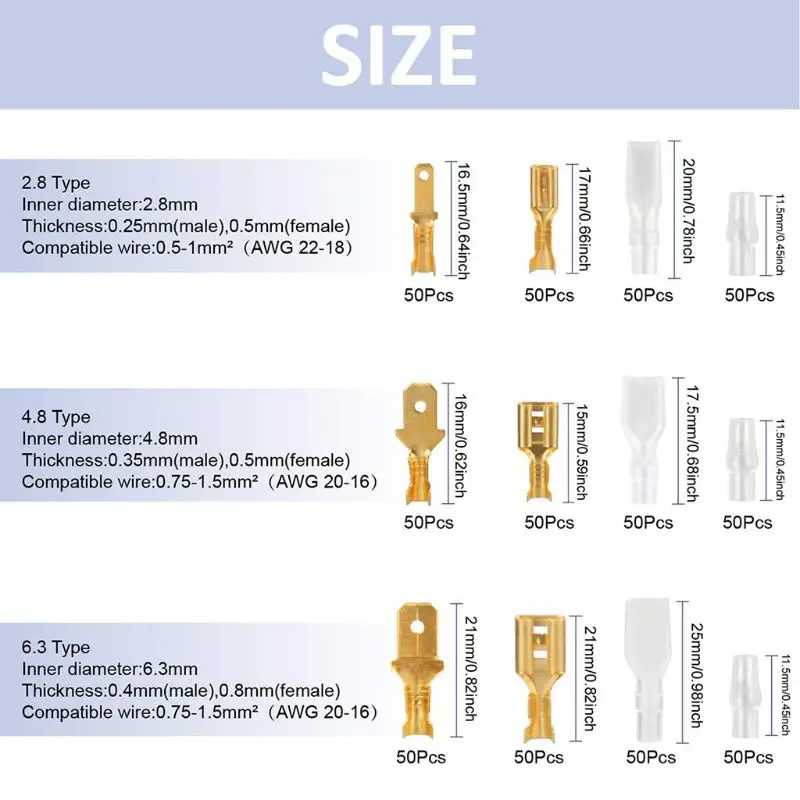 Набор обжимных плоскогубцев 48B с вставками 600 шт. пружинные клеммы холодное