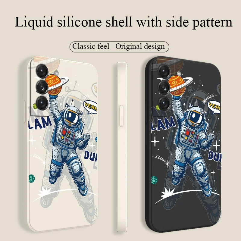 

Jumping Astronaut Case For Samsung Galaxy S21 S20 FE S10 S9 Ultra Plus S10e Note 20 ultra 10 9 Plus Ultra Thin Phone Back Cover