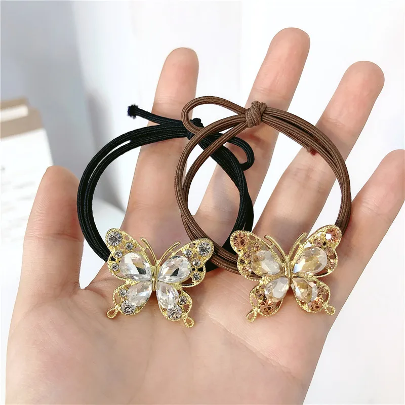 

Стразы, головная повязка с бабочкой, новинка 2021, темпераментное украшение для волос, женская красная резинка, простая резинка для волос с хв...