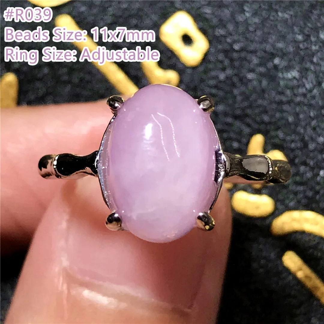 

Natural Purple Kunzite Ring For Women Lady Men Gift Crystal Silver 11x7mm Oval Beads Cat Eye Stone Reiki Gemstone Jewelry AAAAA