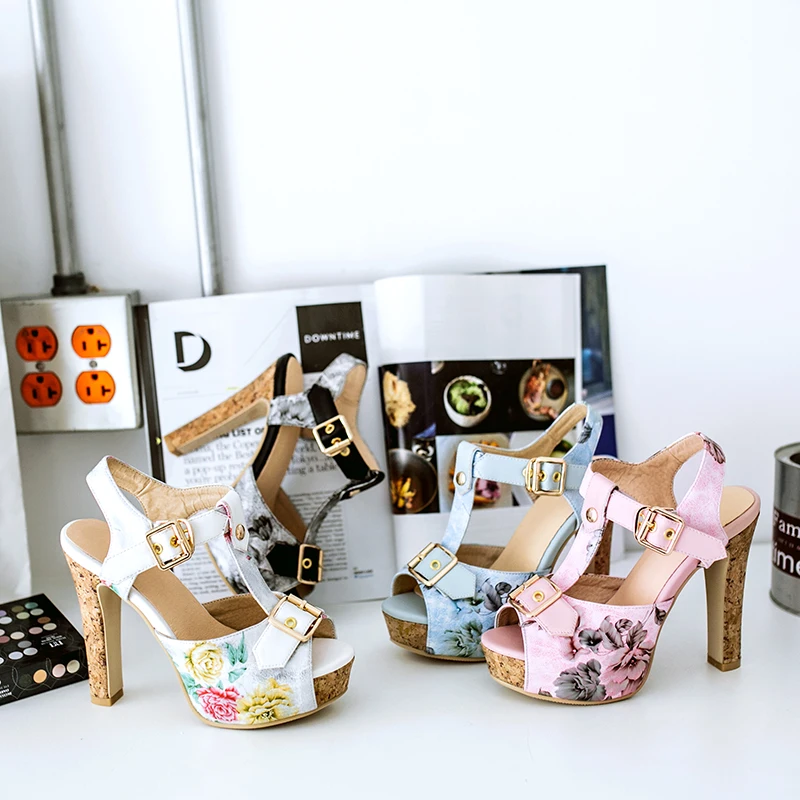 

T-strap Sandalias Peep Toe Buckle Strap Summer Sandals Women 2021 High Heels With Platform Sandals Female Footwer Women Sandals