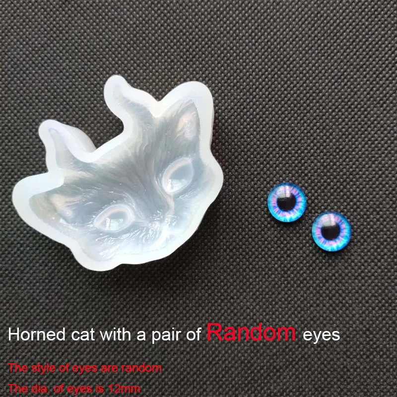 horned cat with eyes Кошка с рогом или глазом силиконовые формы ожерелье кулон Смола форма для изготовления ювелирных изделий DIY ручной работы смолы формы для ювелирных изделий - Цвет: horned cat with eyes