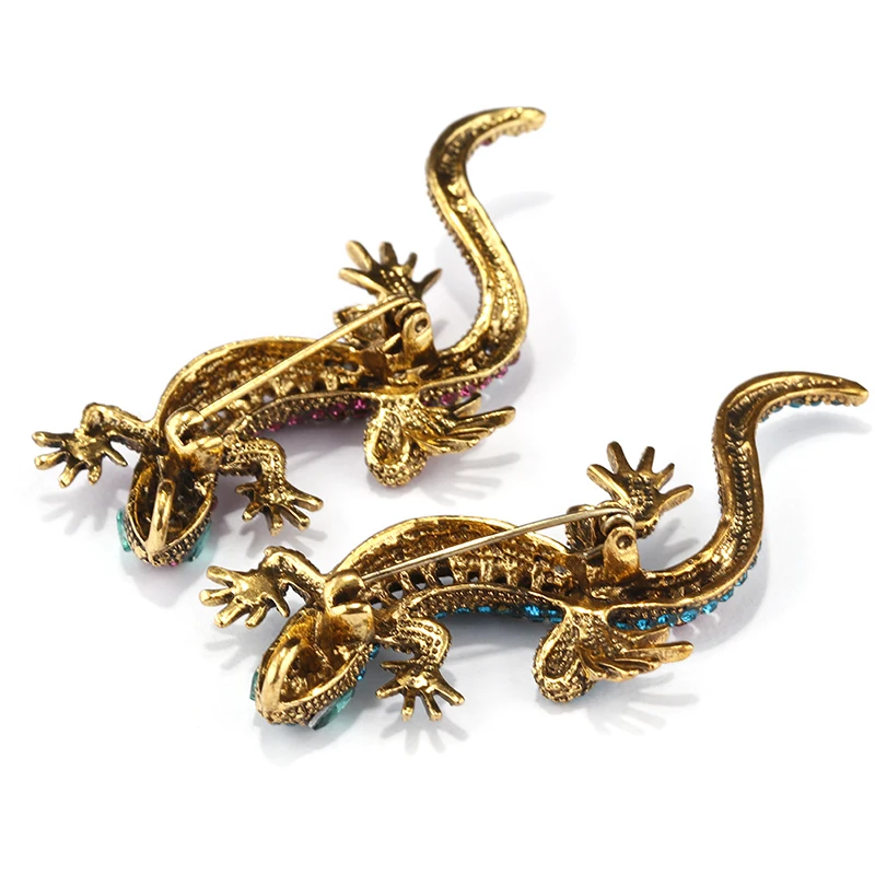 Брошь в виде ящерицы с кристаллами для женщин и мужчин|Броши| |